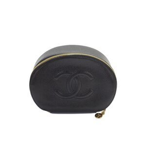 Chanel Women's Vintage Caviar Leather Cosmetic Handbag Black